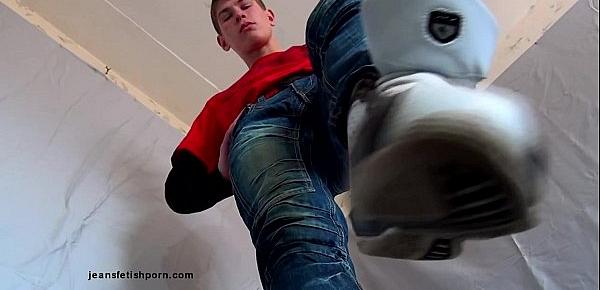  trampling gay jeans fetish spit sneakers shoes hd720
